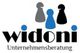 Logo von Widoni Unternehmensberatung mit drei Spielfiguren in grau und blau.