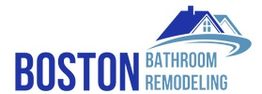 Logo of Boston Bathroom Remodeling with blue house roof design.
