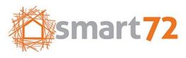 Logo of smart72 with an abstract house design in orange lines.