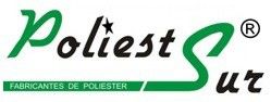 Logo de PoliestSur, con texto "Fabricantes de Poliester" en verde y negro.