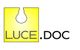 Logo giallo con lampadina stilizzata e testo "LUCE.DOC" in grigio e nero.
