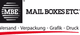 Logo von Mail Boxes Etc. mit Text: "Versand · Verpackung · Grafik · Druck".