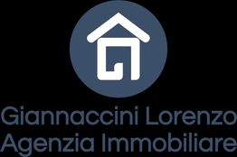 Logo blu con casa stilizzata, testo: "Giannaccini Lorenzo Agenzia Immobiliare".