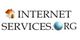 Logo mit der Aufschrift "Internet Services.org", einem Haus-Icon und einer Weltkugel.