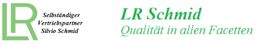 Logo mit Text: "Selbständiger Vertriebspartner Silvio Schmid. LR Schmid, Qualität in allen Facetten."