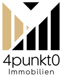 Logo von 4punkt0 Immobilien in Schwarz und Gold mit stilisierten Gebäuden.