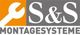 Logo mit orangefarbenem Schraubenschlüssel und Text: "S&S Montagesysteme" auf grauem Hintergrund.