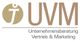 Logo von UVM: Unternehmensberatung, Vertrieb & Marketing in beige und goldfarben.