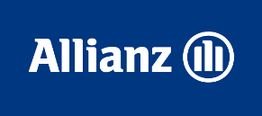 Blaues Logo mit weißem "Allianz"-Text und rundem Symbol rechts.