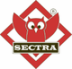 Rotes Logo mit Eule und Schriftzug "SECTRA" in braunem Kästchen auf weißem Hintergrund.