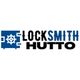Logo with blue and black text: "LOCKSMITH HUTTO" next to a stylized blue safe icon.