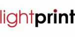 Logo mit dem Wort "lightprint", "light" in Rot, "print" in Schwarz. Punkt auf dem i rot.