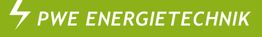 Grünes Logo mit weißem Blitzsymbol und Text: "PWE ENERGIETECHNIK".