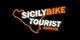 Logo con mappa della Sicilia e testo: "Sicily Bike Tourist Service" in bianco e arancione.