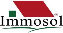 Logotipo de Immosol con forma de casa en rojo y verde sobre texto en negro.