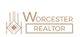 "Worcester Realtor logo with geometric design elements in brown."