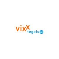 Logo met tekst "vixx tegels nl" in oranje en blauwe kleuren op een witte achtergrond.