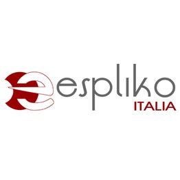Logo di Espliko Italia con lettere stilizzate in rosso e grigio.