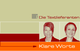 Grafik mit zwei Frauen, Text "Die Textlieferanten" und "Klare Worte" in Rot und Orange.