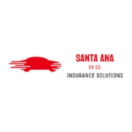 Red car logo with text: "Santa Ana SR22 Insurance Solutions."