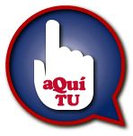 Imagen de un icono con una mano señalando arriba y el texto "aquí tú" en rojo.