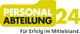 Logo mit Text: "Personalabteilung 24 - Für Erfolg im Mittelstand" in Gelb und Schwarz.