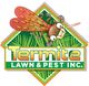 Termite Lawn & Pest Inc. logo featuring a cartoon termite with leafy background.