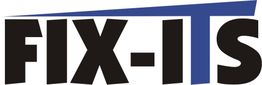 Logo mit dem Schriftzug "FIX-ITS" in Schwarz und Blau auf weißem Hintergrund.