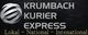 Logo: Krumbach Kurier Express, Text: Lokal - National - International, Kugelmotiv links.