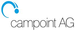 Logo von "campoint AG" mit blauem Kreis und Punkt-Design.