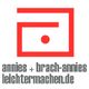 Rotes geometrisches Logo mit Text "annies + brach-annies, leichter-machen.de".