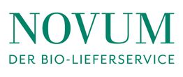 Logo: NOVUM, der Bio-Lieferservice, grüner Text auf weißem Hintergrund.