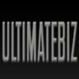 Text "ULTIMATEBIZ" in bold, metallic font on a black gradient background.