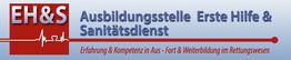 Banner mit Text „Ausbildungsstelle Erste Hilfe & Sanitätsdienst, Erfahrung & Kompetenz im Rettungswesen“.