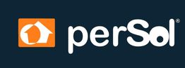 Logo de perSol con icono de casa en fondo naranja y texto blanco sobre fondo oscuro.