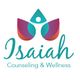Logo for Isaiah Counseling & Wellness, featuring abstract person within colorful petal shapes.
