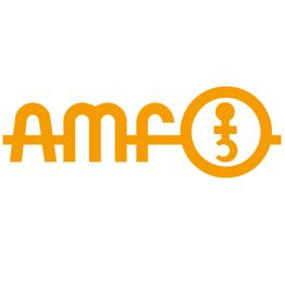 Logo mit gelbem Text "AMF" und einem stilisierten Schraubschlüssel auf weißem Hintergrund.