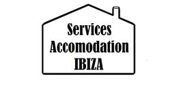 Casa con texto: "Services Accommodation Ibiza".