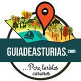 Logo de Guía de Asturias con icono de ubicación y paisaje diverso; texto: "Para turistas curiosos".