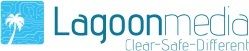 Logo with "Lagoonmedia" text and palm tree graphic, tagline: "Clear - Safe - Different".