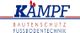 Logo von "Kämpf Bautenschutz & Fussbodentechnik" mit roten Flammen über dem "Ä".
