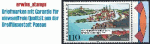 Briefmarke mit Abbildung der Altstadt von Quedlinburg, UNESCO-Weltkulturerbe. Wert: 110 Pfennig.