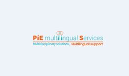 Logo of PiE Multilingual Services with the tagline "Multidisciplinary solutions, Multilingual support."