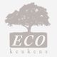 Logo van ECO keukens met een gestileerde boom op een grijze achtergrond.