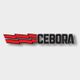 Logo CEBORA con tre frecce rosse e testo nero su sfondo grigio chiaro.