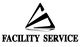 Logo triangolare con testo "Facility Service" in nero.