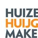 Logo van Huize Huijgen Makelaars met oranje en grijze kleuren en een gestileerde letter "H".