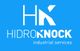 Logo de "Hidroknock industrial services" en fondo azul.