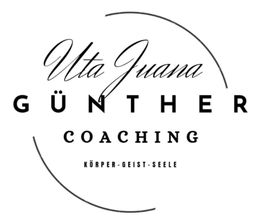 Logo von Uta Juana Günther Coaching, Text: "Körper - Geist - Seele", Kreisdesign.