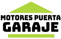 Logo con texto "Motores Puerta Garaje" y un techo verde estilizado encima.